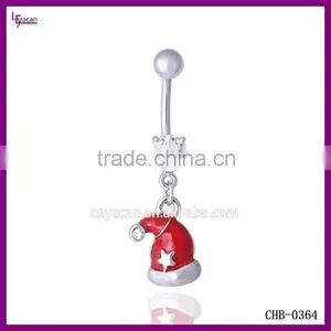 Wholesale Hot Sale Red Christmas Charms Hat Piercing Jewelry thumbnail-1