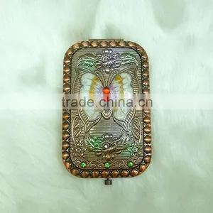 Vintage Style Butterfly Pocket Mirror With Rhinestone thumbnail-1