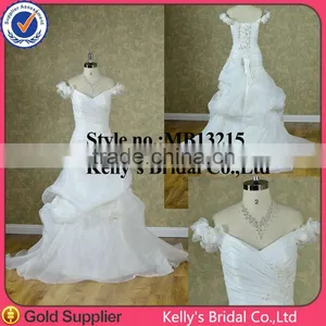 Sexy Off-shoulder Sweetheart Handmade Flower Organza Arab Muslim Wedding Dress Wedding Gown thumbnail-1