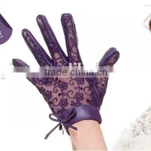 Stylish Girls Sexy Lace Gloves Purple Black Leather Sexy Lace Gloves thumbnail-6