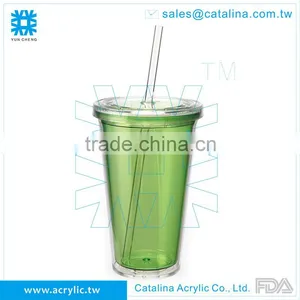 Double Wall Acrylic Cup With Straw thumbnail-1