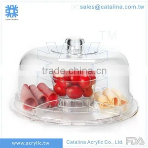 Luxury Acrylic Plastic Banquet Wedding Cake Dessert Fruit Dome Tray With Lid thumbnail-1