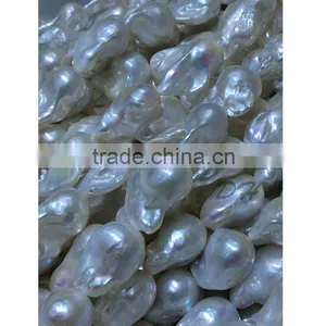 Wholesale 14-15mm AAA White Nucleated Shape Loose Baroque Pearls thumbnail-1