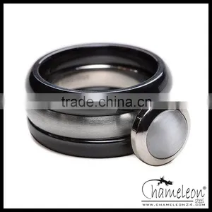 Chameleon 316L Stainless Steel Metal Screw Single Stone Finger Ring thumbnail-4