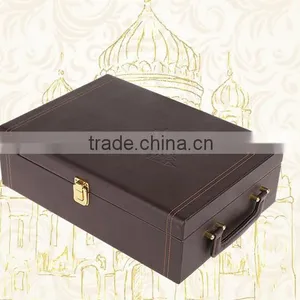 Chinese Factories Wholesale Custom High-grade PU Leather Box 2 Slot Wine Champagne, Dark Brown Gift Box thumbnail-1