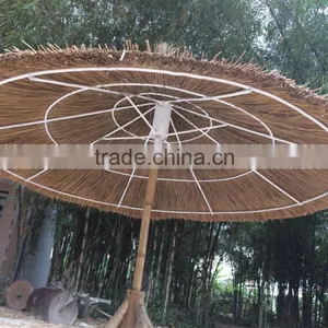 THATCH SEAGRASS PALM LEAF BEACH UMBRELLA & BAMBOO FUNRITURE_CHEAP PRICE thumbnail-1