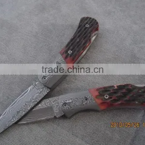 Flip Damascus Pocket Knife thumbnail-4