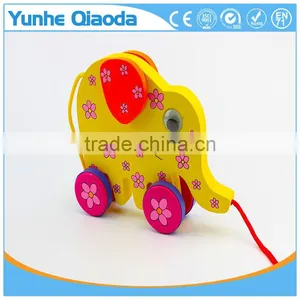 Colorful Pull Along Elephant Wooden Toy as You Pull They Make a Fun for Baby thumbnail-4