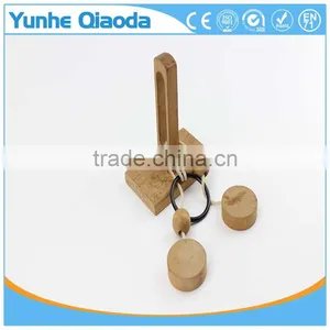 String Puzzle on Wood Base Classical Wooden Puzzle Set Solution Rope Central Brain Teaser for Adults Game thumbnail-1