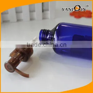 Empty 200ml Cobalt Blue Plastic Shampoo Bottle With Pump Dispenser thumbnail-2