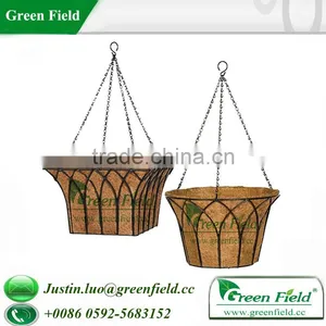 Green Field Metal Hanging Planter With Coco Liner thumbnail-1