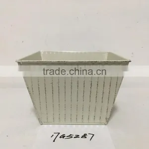 Cheap Wholesale Retro Metal Good Design Coconut Outdoor Square Planter Big Flower Pots With Flowers thumbnail-3