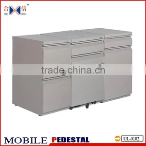 Metal 3 Drawers Movable Cabinet Mobile Pedestal Accesssed Handel thumbnail-1