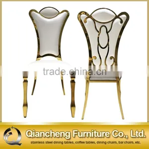 Classical White High Back Wedding Chair With Golden Stainless Steel thumbnail-1