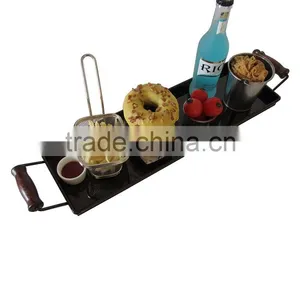 Metal Display Food Trays for Bar Black Coffee Color Coating Tray Table Serving Trays for Hotel Restaurant Home thumbnail-1