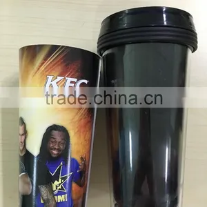 16 oz Double Wall Plastic Travel Mug With Cover Paper thumbnail-2