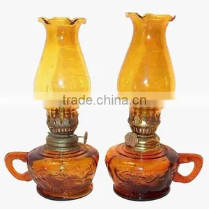 Amber Glass Hurricane Lamp,Oil Lamp Chimney thumbnail-1