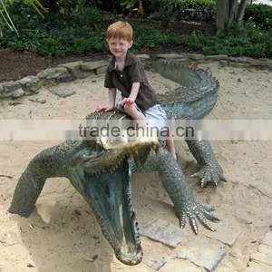 Customed Modern Garden Sculpture Bronze Outdoor Alligator Statue thumbnail-1