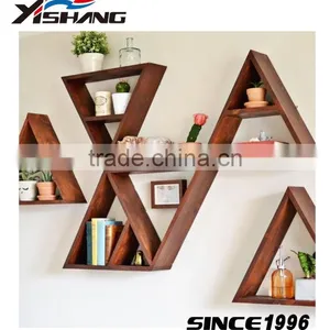Triangle Pine Wood Decorative Wall Shelf for Home thumbnail-1