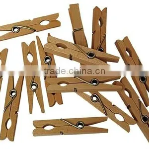 Mini Clothes Pins Plain Small Natural Color Wooden Craft Clip With Metal Spring 25mm thumbnail-2