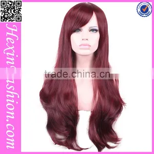 Long Wine Red Curly Wig Wholesale thumbnail-1