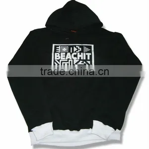 Top Quality Silk Screen Printed Black Fleece Hoody thumbnail-1