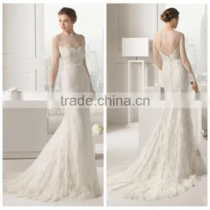 Modest Long Sleeves Bridal Lace Bateau Neck Muslim Wedding Dress thumbnail-1