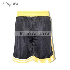 Mens Cheap Black and Yellow Applique Team Numbers Basketball Shorts Design thumbnail-3