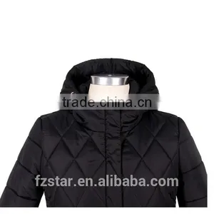 Women's Winter Hooded Black Long Padded Jacket Long Coat W1130 thumbnail-4