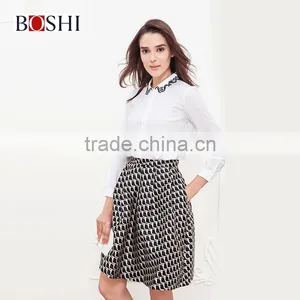 2015 Sweet Ladies White Chiffon Embroidery Women Shirts Design thumbnail-2