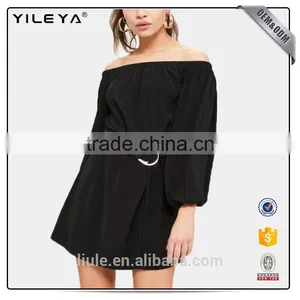 Fashion Design Long Shirt One Shoulder Off Dress Belt Shirt Dress thumbnail-1