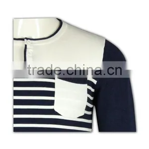 ISO9001/BSCI Manufature Navy Blue Teenager Striped Pattern Cardigan Sweater thumbnail-6