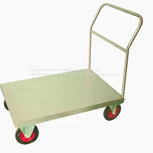 Folding Steel Platform Push Cart Galvanized With Wheels thumbnail-1