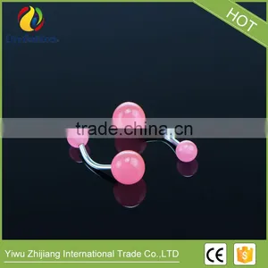 7 Colors Nightlight Stainless Steel Body Piercing of the Double Acrylic Ball Belly Button thumbnail-6