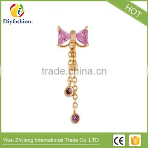 Fashion Body Piercing Navel Rings Zircon Bowknot Belly Button Rings thumbnail-4