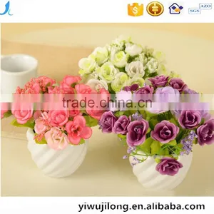 Lovely Decorative Artificial Silk Restaurant Table Vase Crystal Rose Flower thumbnail-1