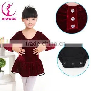 Long Sleeve Velvet Ballet Dance Leotard Keep Warm Children Dancing Dress thumbnail-5