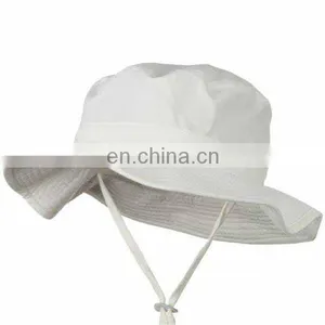 Blank Plain White Cotton Bucket Hat String thumbnail-1