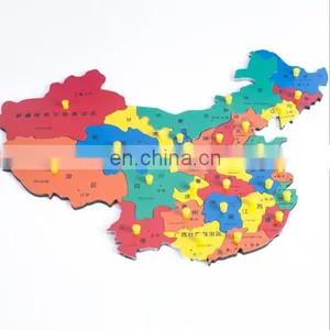 2017 Laser Cutting Montessori Wooden Puzzle Maple World Map With High Service thumbnail-2