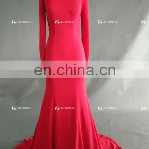 Custom Made Off Shoulder Long Sleeve Design Evening Dress With Long Sleeve thumbnail-2