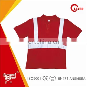 Reflective Safety Sash T-shirt, Green Reflective Tape T-shirt, Green High Visibility Red Striped T-shirts thumbnail-1
