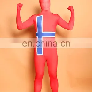 Red Blue Sweden Flag Spandex Zentai Suits Unisex Costume thumbnail-1