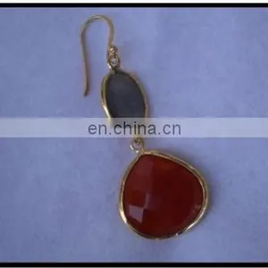 New Fashion Gold Tone Water Drop Red Stone Lady Dangle Hook Earrings thumbnail-1