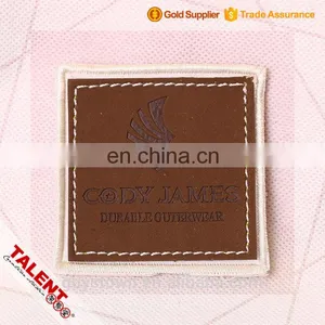 Custom Hot Stamping Brand Logo Bordure Border Jeans Small Leather Patch Sewing Canvas for Decoration thumbnail-1