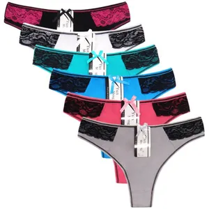 Yun Meng Ni Sexy Underwear Side Lace T-back G-string Soft Cotton Thong Hipister Lingerie thumbnail-4