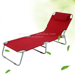Garden Outdoor Patio Balcony Folding Camping Sun Lounger Recliner Chair Bed With Steel Pipes and Adjustable thumbnail-1