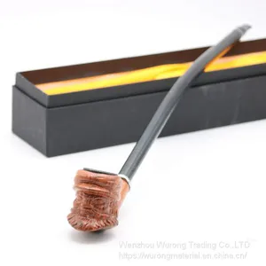 415mm Length Wooden Resin Long Tobacco Pipe With Small Hand-made Engraving Head for Smoking thumbnail-3