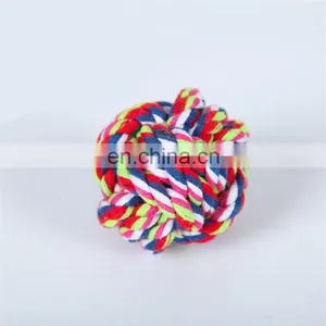 Rainbow Color 6 to 10 cm Diameter Pet Training Rope Ball Dog Toy thumbnail-3
