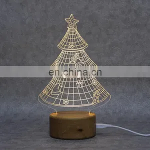 Wholesale Wooden Base Customized Acrylic Pattern 3D Night Light Led Lamp for Home thumbnail-2