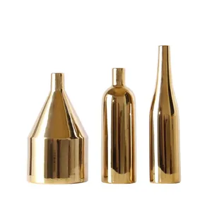Luxurious Nordic Ins Style Electroplate Gild Gold Hand Made Ceramic Vase For Showroom thumbnail-5